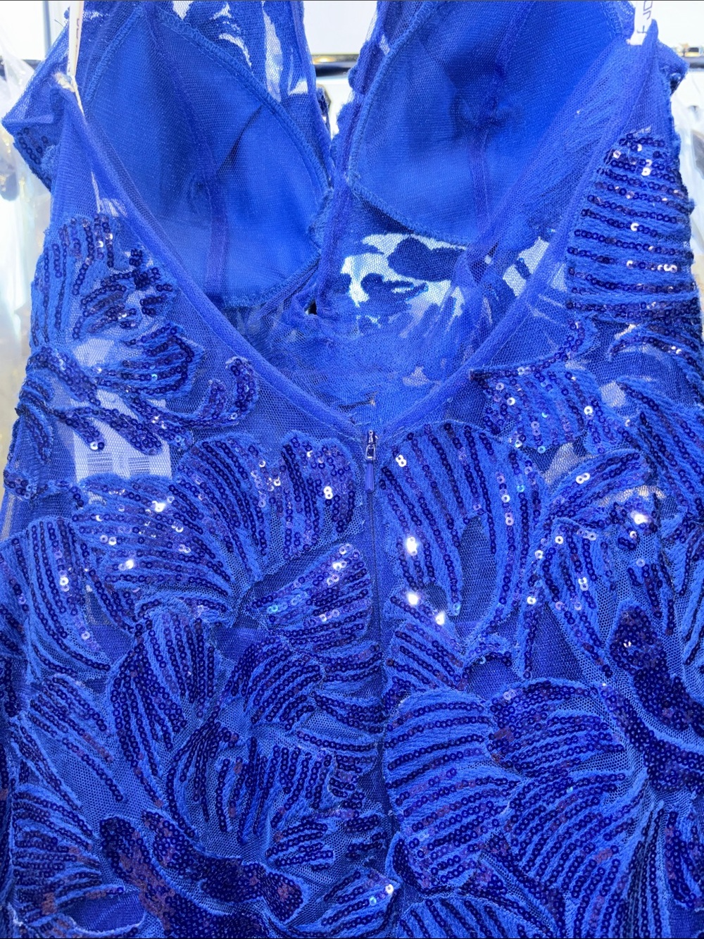 Jovani 8110 Royal Blue Sequin Lace Prom Gown - Picture 4 of 5